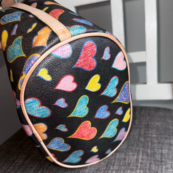 Vintage Dooney & Bourke Y2K Crayon Hearts Satchel Bag rainbow 🌈 zipper - Picture 9 of 15